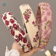 【B.two.】Vintage Floral Printed High Sponge Hairband Hair Hoop Headwear Korean Hair Accessories B2