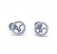 ✨【 全新❗️ 】Agnes'b.925 純銀圓形閃石圍邊‘ b ’字LOGO耳環( S925 / Sliver Earrings / Round / Bling Bling / Voyage/  A