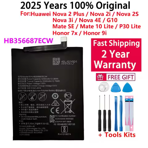 HB356687ECW Battery For Huawei Nova 2 Plus 2i 2S 3i 4e P30 Lite Mate SE G10 Mate 10 Lite Honor 7X 9i