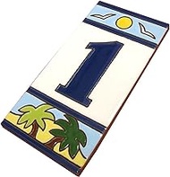 15 x 7.5 cm Spanish Beach Designed Ceramic House Number Tiles (Number 1 tile)