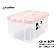 กล่องพลาสติกใสมีฝาปิดและหูหิ้ว (L) (ใส่ A4 ได้) ขนาด 28x36x20.5 cm CK-015 KEYWAY