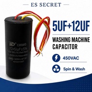Washing Machine Capacitor 5UF+12UF 450VAC Dual Spin Wash Capacitor For Samsung Sharp Panasonic Midea