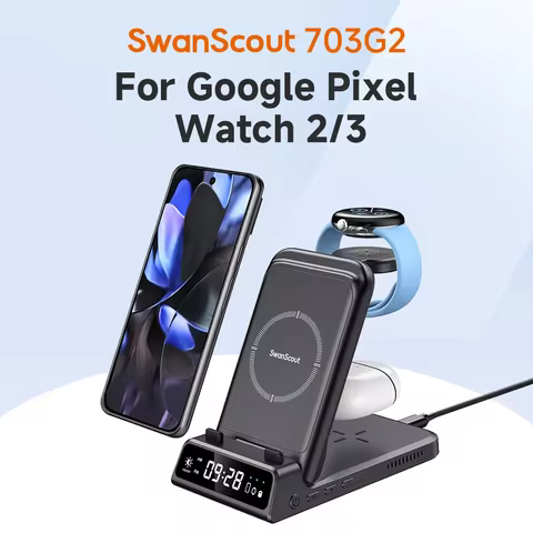 SwanScout 703G2 Wireless Charger for Pixel Watch 3 2 for Google Pixel 9 Pro XL 8 for Fitbit Versa 4 