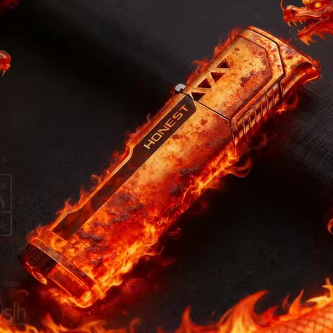 HONEST Slim Strip Gas Lighter Windproof Blue Flame Cigar Turbine Torch Visible Air Window Comfortabl