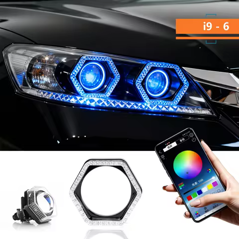 1/2PCS 5D RGB Angel Eyes Halo Rings Lights with Turn Signal Lights APP Bluetooth LED Motorcycle Retr