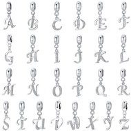 Aksesori Gelang DIY Bracelet Charm Beads Perak 925 Berplating Loket Huruf Abjad A-Z Untuk Nama Pasan