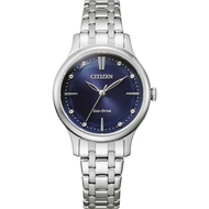 CITIZEN ECO-DRIVE EM0890-85L SOLAR BLUE DIAL STAINLESS STEEL ELEGANCE WOMEN'S WATCH