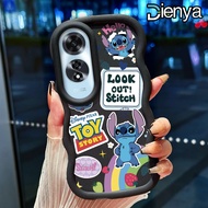 DIENYA Casing Hp Untuk OPPO A60 4G Case Pola kartun Stitch Kesing Hp Silikon Tepi bergelombang Softc