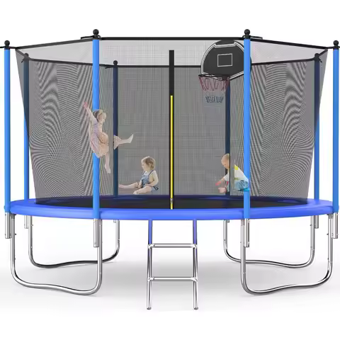 8FT 10FT 12FT 14FT 16FT Outdoor Trampoline with Basketball Hoop for Backyard Recreation Suitable for