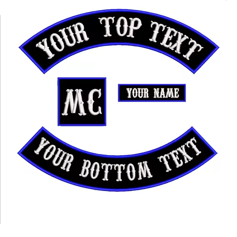 Custom 4Pcs/1Set Embroidered Patch With Your Own ID Text Iron-on Motorcycle Patch Apply to Punk Bike