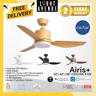 Crestar Airis Ceiling Fan with LED Light + Remote Control 3 Blade 33"/42"/48"