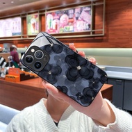 Rubik's Cube Glass Case Black Ink Flower Suitable For Xiaomi Mi 12 Pro/Mi 11T/11T 12/12X/Redmi Note 11 Pro/Redmi 11/Mix 4/Mi 11 Ultra/Mi 11 Lite/Mi 11/Mi 10S Fashionable Phone