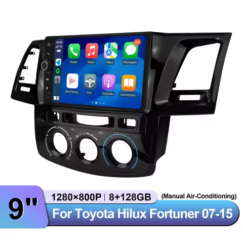 Best 9 Inch Apple Carplay Head Unit Car Radio For Toyota Hilux Fortuner 2007-2015 Bluetooth 5.0/Spli
