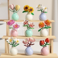 Eternal Flower Simulation Flower Building Blocks Flower Arrangement Desktop Ornament Vase Assembling