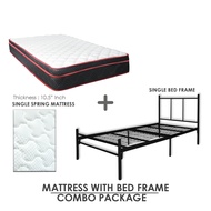 LaMoison COMBO SET Single Bed Frame with Spring Mattress Katil Besi Bujang Tilam Single 10.5 Inch - 