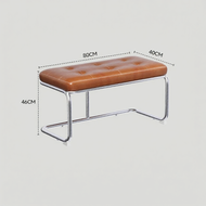 เก้าอี้ทานอาหารสไตล์โมเดิร์นย้อนยุค เก้าอี้รับรองหนังนิ่ม รองเท้าเปลี่ยน ความยาวเก้าอี้ บ้าน ห้องครั