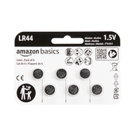 Amazon Basics 6-Pack LR44 Alkaline Button Coin Cell Battery, 1.5 Volt, Long Lasting Power, Mercury-F