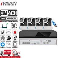 ivision premium ชุดกล้องวงจรปิด ip camera 4M 8CH OEM HIKVISION กล้องวงจร แบบใช้สายแลน กลางคืนภาพเป็น