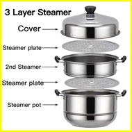 【hot sale】 COD High Quality 3 Layer Steamer Big Stainless Steel Siomai Steamer 3 Layers Multi-funct
