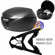 PAKETAN BOX SHAD SH39 SH 39 CARBON + BREKET BOX NMAX 155 OLD NMAX NEW Baut Full Face