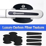 [ NISSAN ] 8Pcs Carbon Fiber Car Door Handle Anti Scratch Protector Car Accessories For Almera Sentr