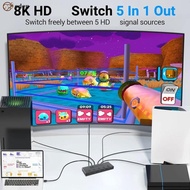 2.1 5 in 1 Out 8K@ 60Hz 4K@ 240Hz Switch for Laptop PC  Monitor  TV with Remote Control eden_carmen.