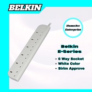 Belkin 6 Way Portable Socket [White] E-Series With Sirim Approve [3M] F9E600sa3M