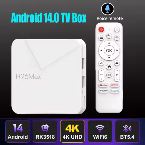 H96 MAX Android 14.0 TV Box RK3518 4K 2.4G 5G Wifi6 BT 8GB 16GB 100M Lan 3D