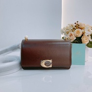 MS0662 Coach 蔻馳C扣肩帶包包 Bandit 18cm Crossbody Calfskin Burgundy