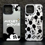 For Samsung Galaxy S24 S23 Ultra S21 S22 Plus S23 FE S21 S20 FE Note 20 Ultra Cartoon Cute Mickey Mouse Phone Case Luxury Hard IMD Silver Cover