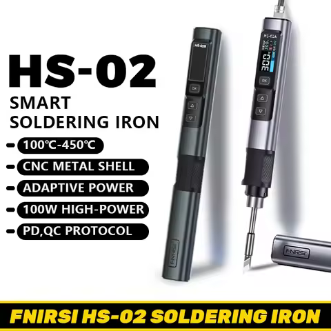 FNIRSI HS-02 Soldering Iron Smart Sleep IPS Color Display Screen 100-450℃ Soldering Rework Station P