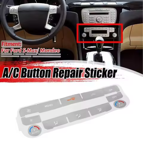 Car AC Climate Control Button Repair Decals Sticker Silver For Ford S-Max For Mondeo