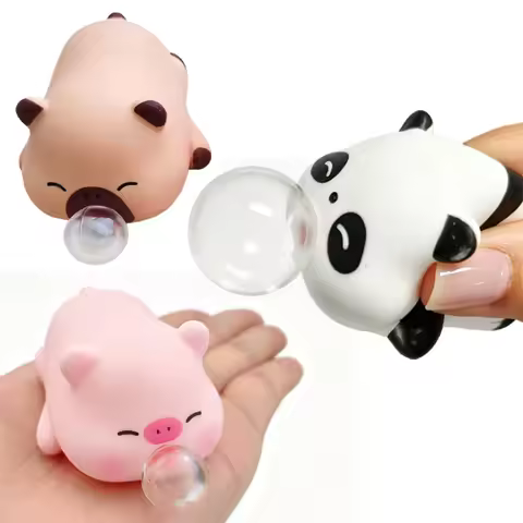 New product Funny Bubble Blowing Animal Squeeze Toys Cute Panda Pig Novelty Toys Aesthetic Desk Deco