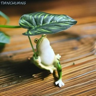 TIANCHUANG Frog Figurine, Resin Creative Garden Frog Statue, Small Landscape Decoration Craft with L