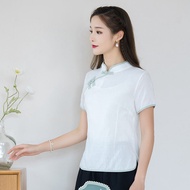 Zen Cotton Chinese Button Knots Tea Art Clothes Cheongsam Top