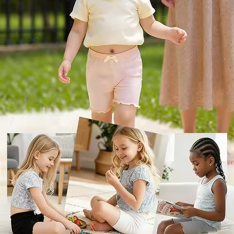 4Pcs Kids Dance Bike Play Shorts Girls Shorts Safety Pants Children Cute Bow Under Dress Skirt Schoo