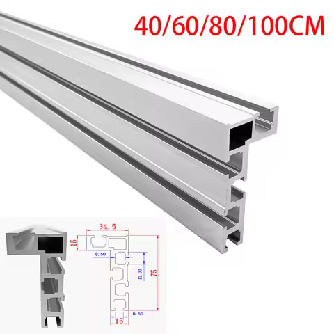 40/60/80/100CM Aluminium Profile Fence 75 Type Miter Track T-track Backer Sliding Brackets T-Slot Fo