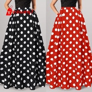 Skirt Polkadots Tema Retro 60an 70an Saloma Pramlee Polka Dot High Waist Party Swing Pleated Dinner 