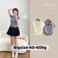 Rib Sweater MoLie A3146 Women's Fashion Ruffled Waist Buttoned Sweater