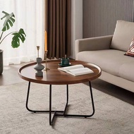 Iron Small Coffee Table Wooden Office Round Table Geometric Decoration Living Room Art Small Practic