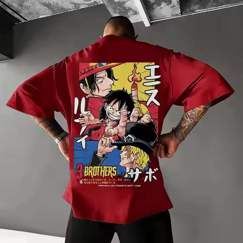 One Piece Anime T Shirt 3 Brothers Ace Luffy Sabo Graphic Tee Men Women Cotton Short Sleeve Summer S