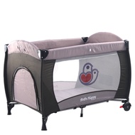 POPO 雙層安全嬰兒床(具遊戲功能)(棕色)附贈尿布台、遮光罩與蚊帳