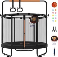 jumpfly 5FT Trampoline for Kids, 60" Toddler Trampoline Indoor with Adjustable Gym Bar, Mini Trampol