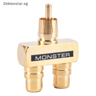 【Zeblonstar】 Copper Gold Plated RCA Audio Video Splitter 1 Male to 2 Female Converter Adapter ~~