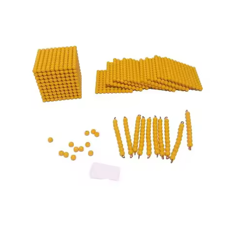 Montessori Pearl Golden Beads Materials Unit/ Bar/ Square/ Cube Simple Bank Game Decimal System Lear