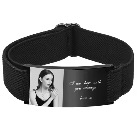 Vnox Custom Picture Photo Bracelets for Men Women, Adjustable Wristband, Personalized Image Text Nam