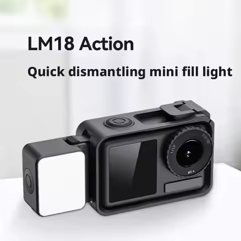 NEW LM18 Mini LED Video Light For DJI Osmo Action 4/3 Camera Cage & Pocket 3 4 IPX5 Waterproof 5600K