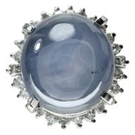 Size 12.5 Star Sapphire (Cabochon Cut) 13.60ct Diamond 0.45ct Platinum Ring, 9.8g, Women's