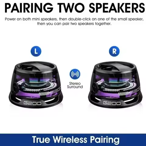 XIKCU Portable Bluetooth Speaker G200 RGB Lighting Magnetic Speaker BT5.0 Mini Sound Box 7 Hours Pla