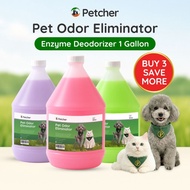 Petcher Pet Enzyme Deodorizer 1 Gallon Bundle | Pet Poop and Pee Odor Eliminator and Surface Cleaner